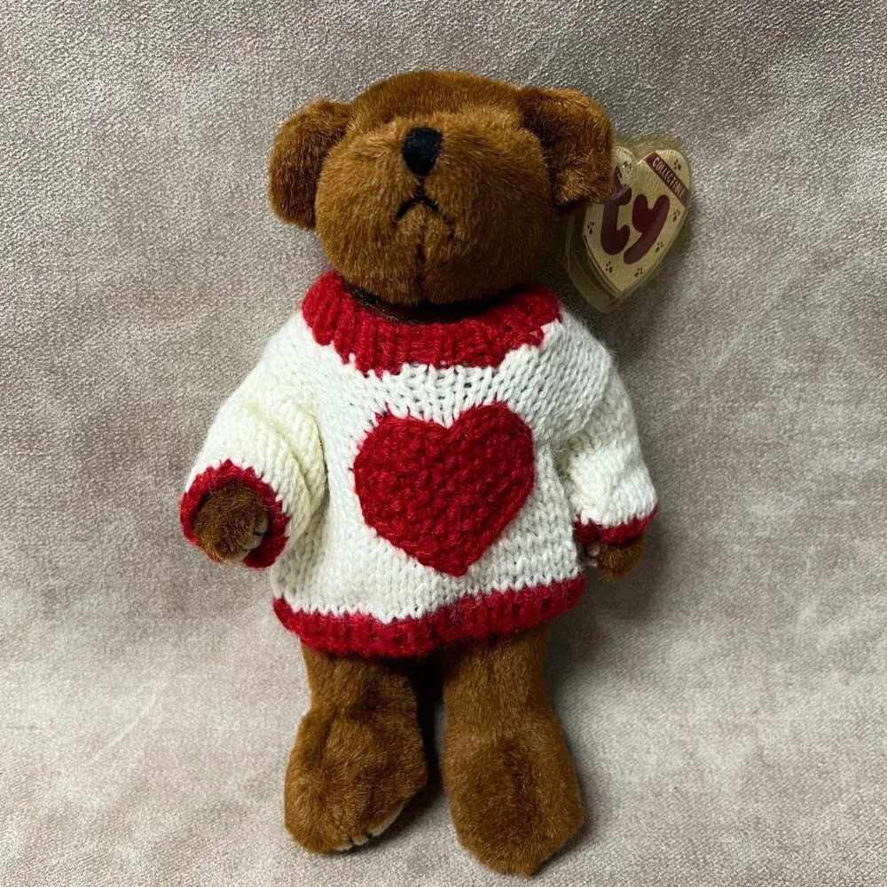 TY Beanie Baby Attic Treasure Collection Casanova Bear Heart Sweater 1993 w tag.